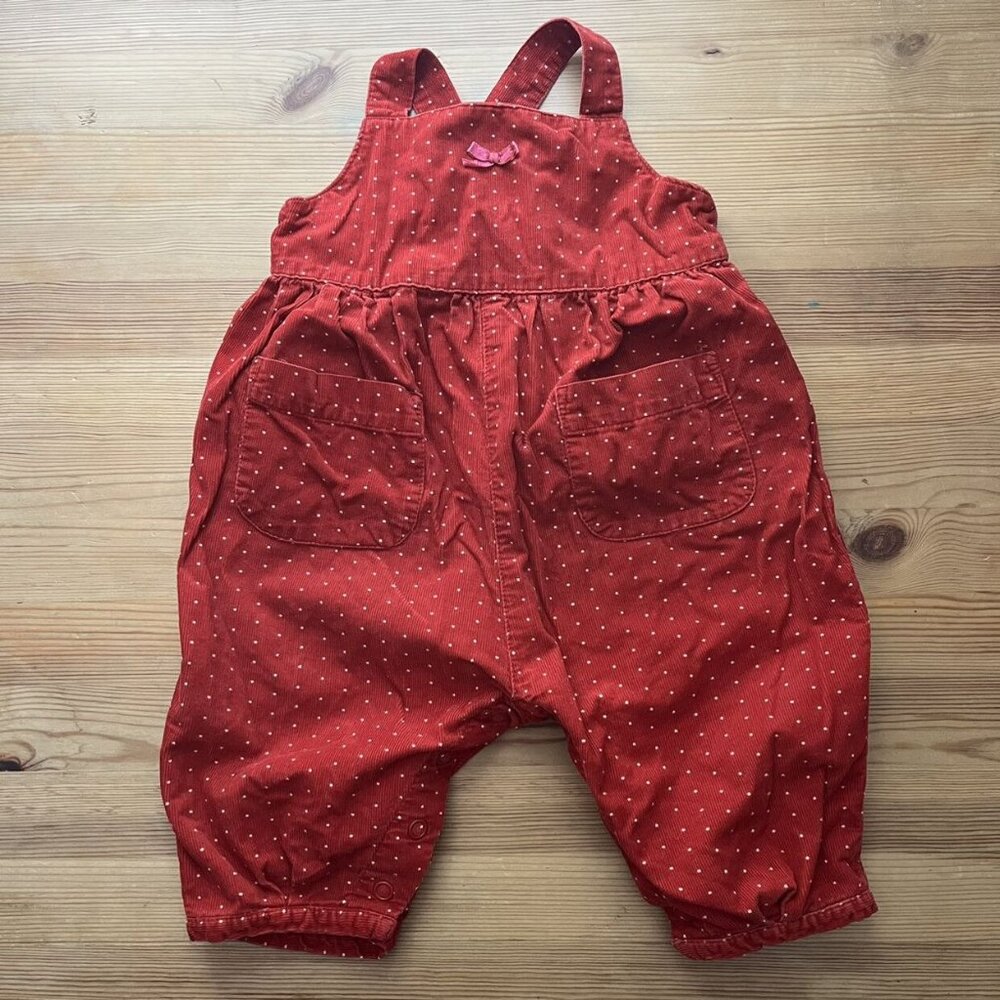 Baby Gap Vintage Red Polka dot Corduroy Overalls 3-6 Months
